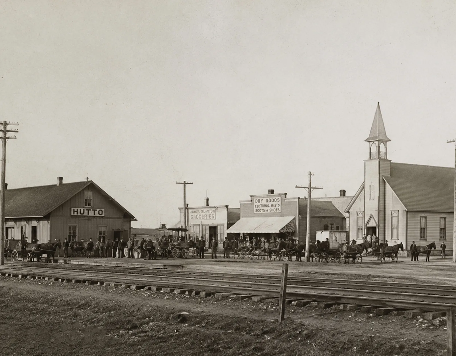 The Southside with its church. Historical interpretation generated for illustrative purposes.