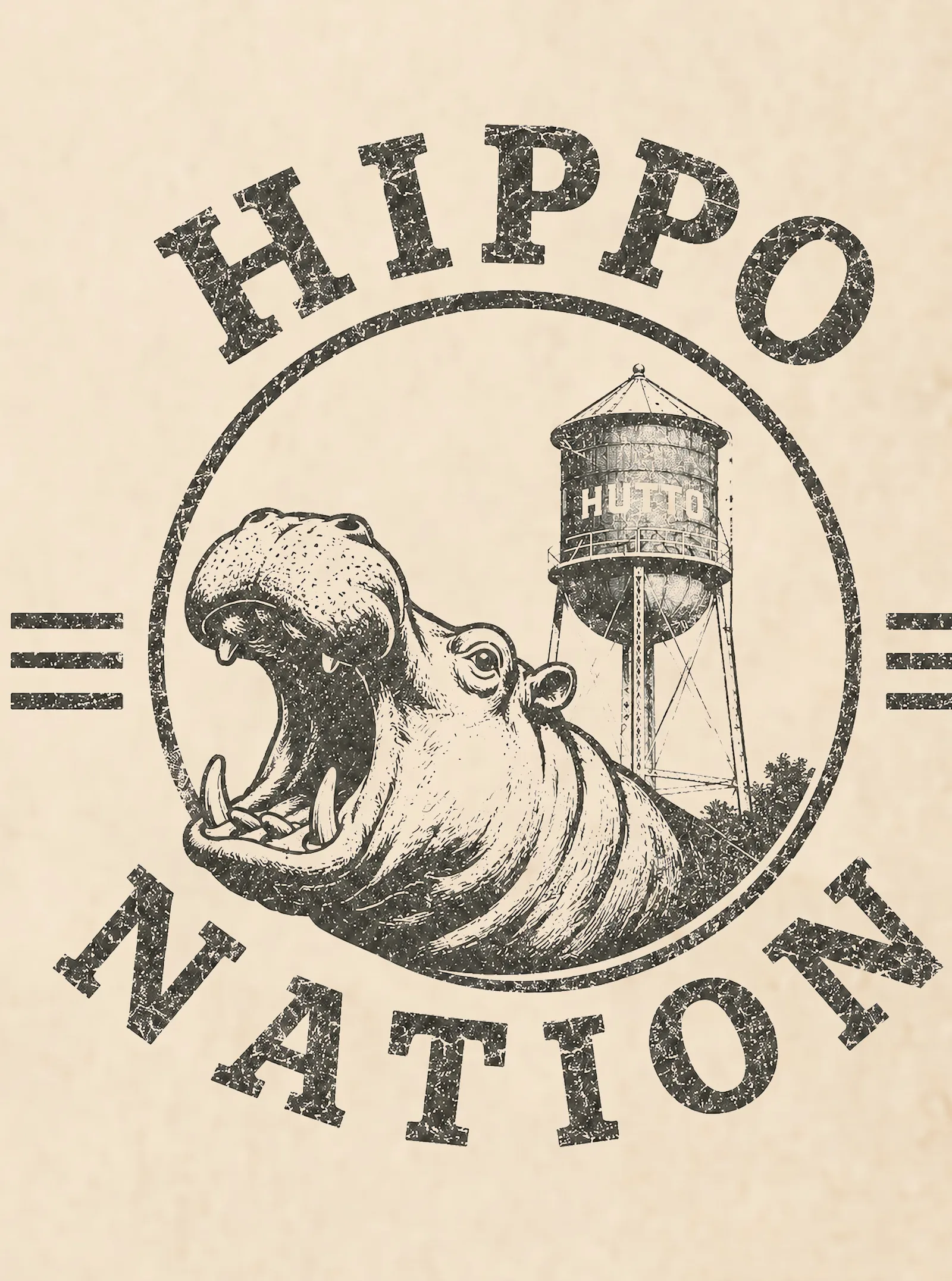 Hippo Nation graphic, created for the Hutto 150 exhibit.