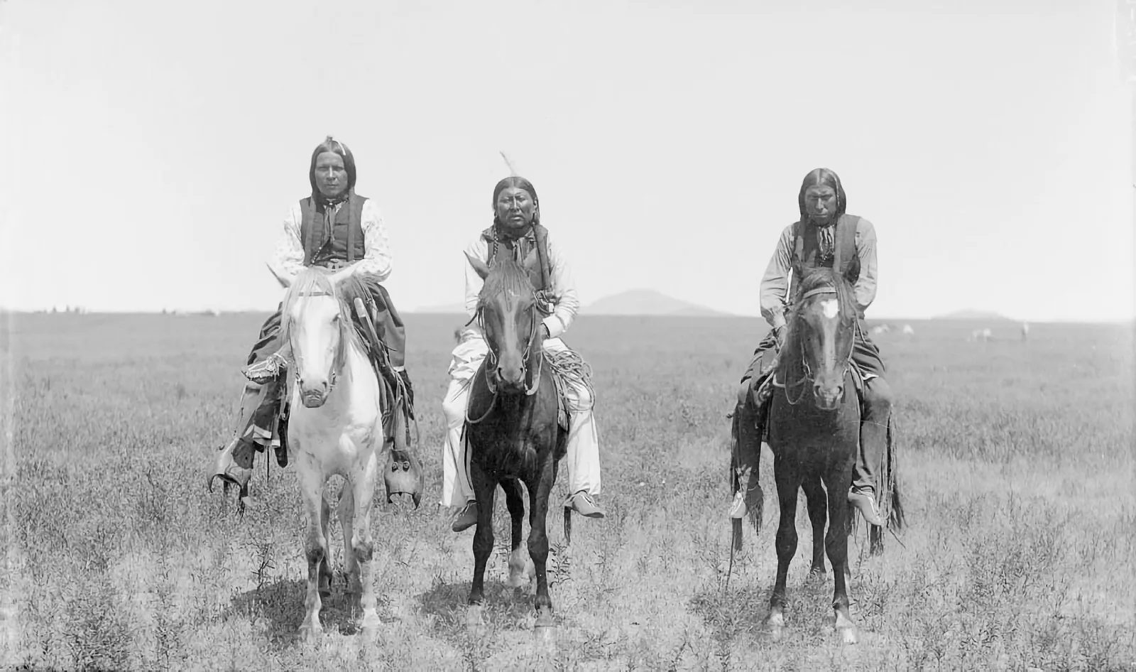 Comanche men on horseback, Kiowa Reservation, 1891. Hutchins & Lanney. National Anthropological Archives, Smithsonian Institution, BAE GN 01773B.